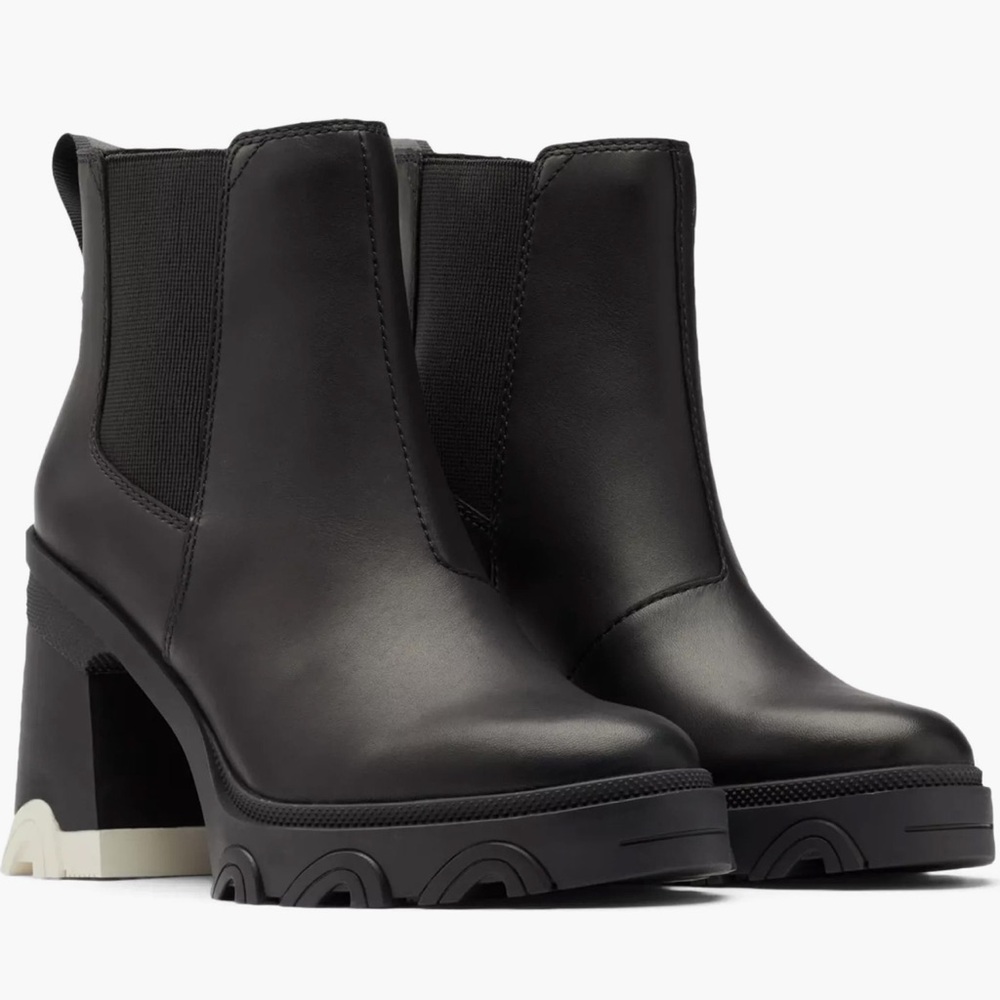 Sorel Brex Waterproof Black Block Heeled Chelsea Boots